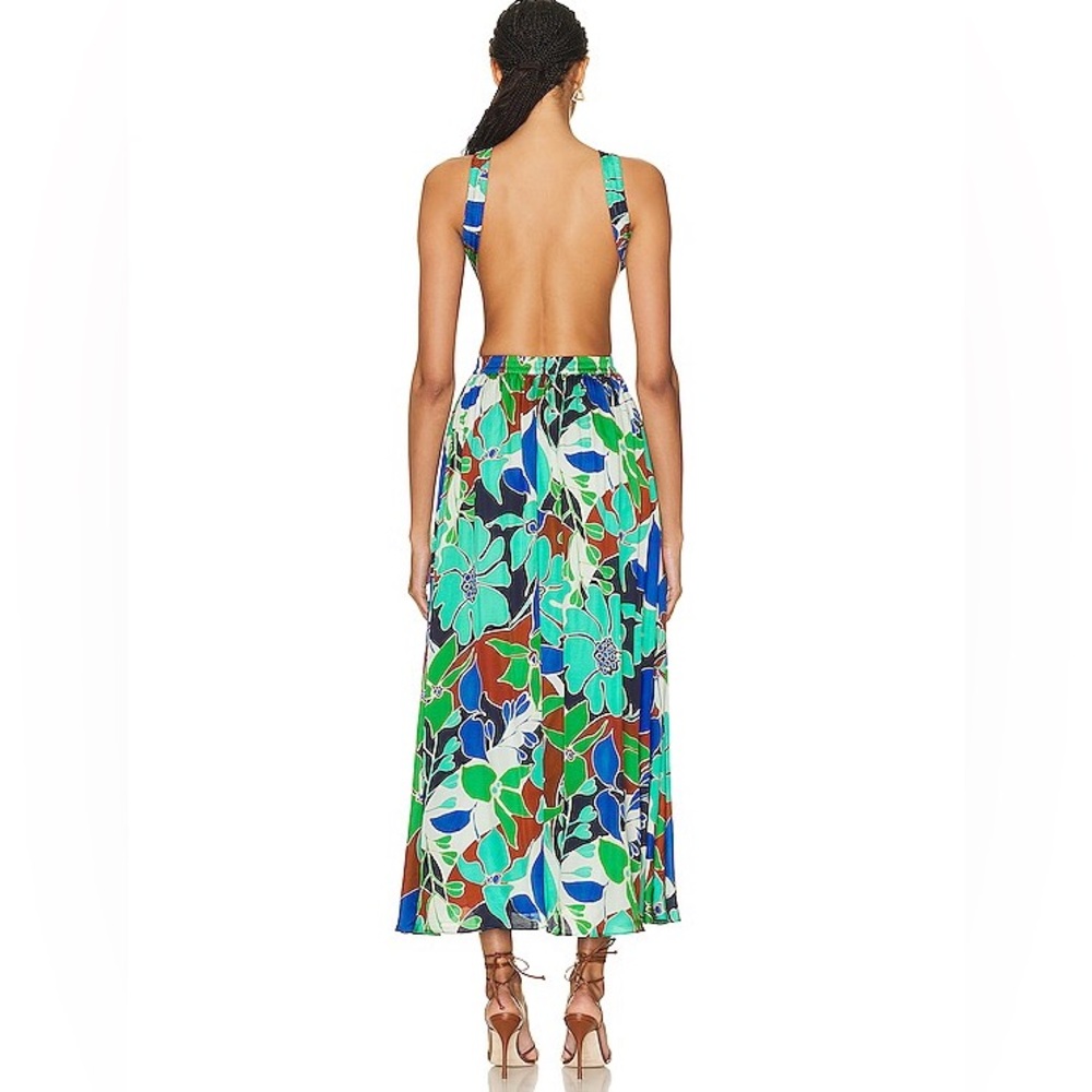 Theia Dress in Botanic Aqua Silk Voile - Picture 3 of 5